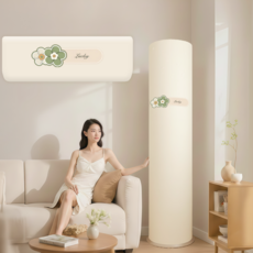 KEMEI 2 in 1 에어컨커버 세트 에어컨커버 스탠드 벽걸이 에어컨 덮개, 작은 꽃들