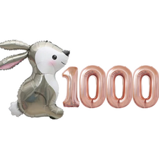 파파 파티 토끼 풍선 생일 파티 숫자 풍선 세트, 토끼 1000, 1세트