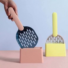 質感系可愛撞色簡約貓砂鏟底座組, 1個, 藍粉