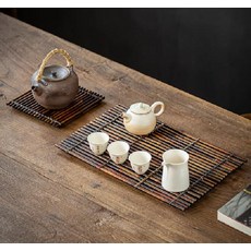 竹製茶盤 隔熱墊, 手工編織日式竹排(1入2個, 1個