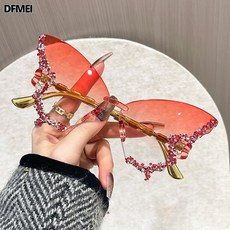 DFMEI 蝴蝶太陽鏡墨鏡男高級感女顯臉小防曬派對舞會造型鏡走秀搞怪大框
