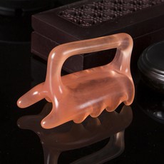 손잡이형 괄사 밀랍수지 마사지 얼굴페이스 도구 두피 로즈쿼츠 기구, 살구, 1개