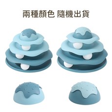 貓咪玩具 軌道球 轉盤玩具 貓轉盤 貓咪遊樂盤 貓咪軌道球 貓玩具 轉球玩具 貓咪旋轉盤 逗貓玩具, 深海藍, 1個