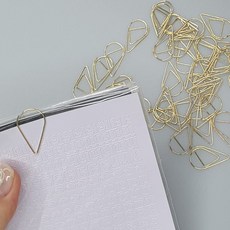 물방울 북마크 페이퍼클립 소형 골드 5P