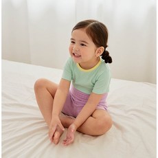 리틀콩 반팔 골지 배색 배앓이방지 아기 실내복