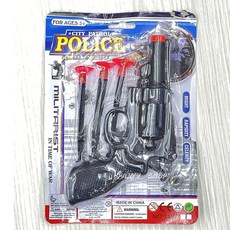 CITY PATROL POLICE 戰警 警察玩具手槍 萬聖節裝扮道具 附吸盤軟彈, 1個, 黑色