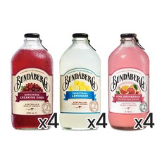 분다버그 버건디 크리밍소다4 레몬에이드4 핑크자몽4, 12개, 375ml