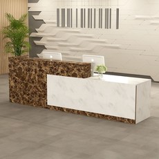 카운터 계산대 리셉션 캐셔 접수대 옷가게 병원 학원, 커피 화이트 돌 질감 오른쪽 120x60x100cm
