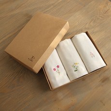 효재 광목 오가닉 자수 핸드 타올 주방 수건 결혼 돌 답례품 잔치 예쁜 행주 3종/5종 세트, 3종 세트