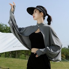 冰感透氣防曬袖套 騎車運動遮陽連體袖套, 卡其,均碼, 1個