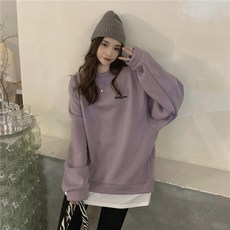 투니스 여성 투피스 디자인 자수 루즈핏 긴소매 맨투맨 티셔츠