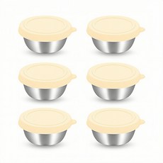 AIFUNT 엘리펀트 50ml 스테인리스 미니 소스통 컬러 뚜껑 포함 소량 분리용, 웜 베이지, 6개