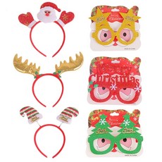 크리스마스 파티쇼 안경 3p+머리띠 3p 파티 성탄절 용품 소품 ZZFGYJ-4