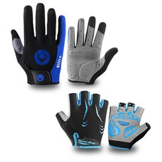 KYNCILOR CaLiWaVe T1 T2 自行車手套半手套一套 2 雙公路自行車山地車騎行休閒運動手套, T1 藍色 + T2 藍色