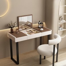 365샵 화장대책상겸용 화장대세트 거울화장대, 카키+월넛 상판+사각 거울, 100cm ++ 없음