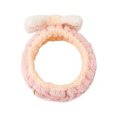 嗨購 蝴蝶結泰迪絨洗臉束髮帶 敷面膜寬髮箍 頭髮防溼髮洗漱髮帶 化妝髮箍, 1個, 粉色