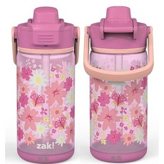 啵比小舖 美國zak! Beacon 兒童防漏吸管水瓶 - 兒童水壺推薦 安全材質 防漏設計, 1個, 花, 花, 16 OZ(473ml)