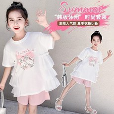 賣場優選童裝 女童短袖 女童純棉短袖夏裝2025新款洋氣兒童卡通T恤裙夏季薄款女大童半袖上衣t