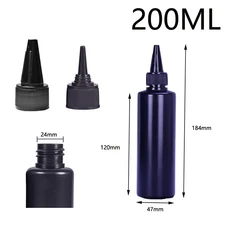 10ml-1000ml 빈 검정색 HDPE 플라스틱 짜기 병 팁 스파우트 캡 포함 페인트 안료 UV 접착제 용 리필 가능, 01 플라스틱, 11 200ML