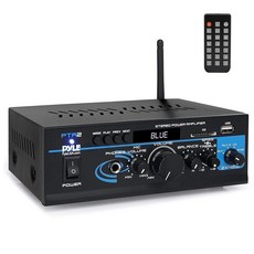 PYLE Pyle 홈 오디오 파워 앰프 시스템 - 2X40W 블루투스 미니 듀얼 채널 믹서 사운드 스테레오 수신기 박스 AUX 마이크 입력 포함 스피커 PA CD 플레이, PYLE Pyle 홈 오디오 파워 앰프 시스템 - 2X