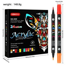 72色雙頭丙烯馬克筆 DIY塗鴉軟頭不掉色可疊色勾線筆, 1個, 24色【12只裝】