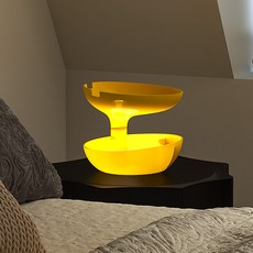 跨境垃圾桶家用客厅卧室厕所卫生间高颜值大号创意桌面带盖收纳桶, 1個, 柠檬黄桌面收纳桶（带LED灯）:1個