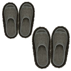 청소슬리퍼 [1+1] 걸레슬리퍼 극세사 층간소음 발걸레 거실화, 챠콜남2개, 1세트