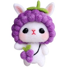 투데이리빙 DIY 양모 펠트 세트 귀여운 토끼 강아지 미니 인형 만들기 초보자 힐링 취미 공예 감성 캐릭터 미니어처 소품, 포도토끼, 1세트