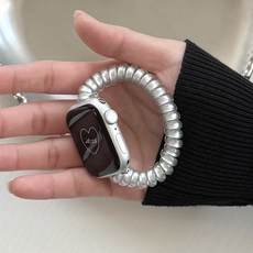 제이데코 애플워치 호환 말랑 젤리 머리끈 스트랩 밴드, 1개, 실버 베이직 스트랩