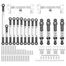 1세트 WPL MN D90 FJ45 업그레이드 부품 연결로드 키트가있는 조정 가능한 금속 충격 흡수 장치, 12 MN Titanium silver
