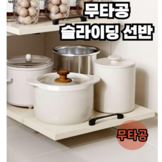 알뜰픽 무타공 슬라이딩 트레이 레일 다용도 주방 선반, 1단, 화이트