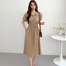 우아한 러블리 소매밴딩 카라 셔츠형 원피스 하객룩 kyt962Eo