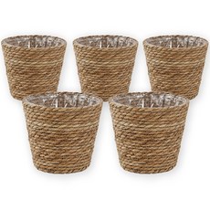 파파가든 라탄바구니 화분커버, 5개, 브라운