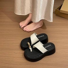 女鞋夏季人字拖鞋腳厚底增高拖鞋涼鞋女夏季寬楦舒適運動拖鞋增高防滑耐磨厚底涼鞋韓國黑色輕量透氣涼拖鞋一腳蹬懶人鞋娃娃鞋厚底鞋沙灘鞋女涼鞋防臭涼鞋編織涼鞋, 36, 米色