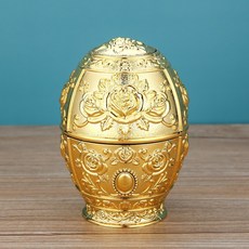 歐式按壓式自動彈出牙籤筒 金色蛋形玫瑰花, 1個