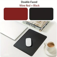 양면 소형 마우스 패드 미끄럼 방지 게임 데스크탑 가죽 PC 노트북 용 매트 쿠션, 06 Black and Wind Red, 06 Black and Wind Red