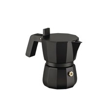Alessi Moka DC06/1 B 디자인 에스프레소 메이커 캐스트 알루미늄 손잡이 및 손잡이 PA 블랙 1컵
