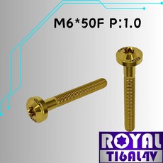 ROYAL 鈦合金螺絲 M6*50F P:1.0 飛碟頭螺絲 土豪金, 1個