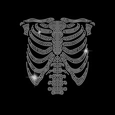 1개 유리 핫픽스 라인스톤 다리미 부착형 의상 액세서리 옷 가방 바지 갈비뼈 골격 패턴 297x210mm, 혼합색