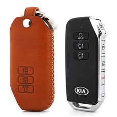 페레노 기아 K7 K8 EV6 쏘렌토 스포티지 셀토스 스마트키 가죽케이스 PK09, 미네르바복스브라운