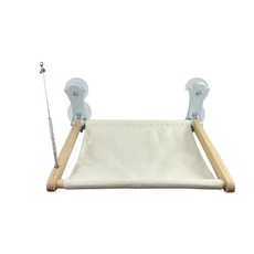 AIRUIDOG 實木吸盤貓吊床 寵物窗台貓窩, 44*40cm 米白色, 1個