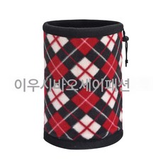 추동 아웃도어 아가일 체크 이중 플리스 라이딩 목도리 방풍 보온 멀티 플리스 풀오버 머플러, 진홍색, 가로 25'm 높이 30'
