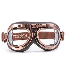 Evomosa 오토바이 고글 빈티지 파일럿 스타일 크루저 스쿠터 고글 야외 모래 고글 자전거 레이서 크루저 투어링 아이웨어 하프 헬멧용, 투명, 구리, 1개