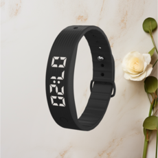 자칠 진동 알람 스포츠 충전식 손목 시계수면측정 타이밍 W5SV, 1개, 블랙