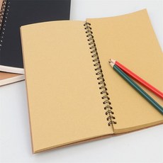 크라프트 스케치노트 무지 드로잉북 스프링 그림노트 50매, 브라운+브라운