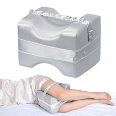 Nockovi 옆으로 자는 분들을 위한 무릎 베개 블랙 새틴 베개 커버 포함 - 엉덩이 및 허리 통증 완화를 조절 가능한 두께 다리 척추 정렬 지지 27.9 x 21.6 19., 실버 그레이