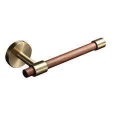 實木黃銅衛生紙架，浴室置物架，簡約風格，易於安裝, 胡桃木色, 1個