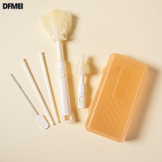 DFMEI 便攜式奶瓶刷新生嬰兒專用清潔刷旅行裝收納盒套裝涮子硅膠清洗刷, 透明盒裝款-納米銀:如圖, 1個