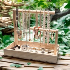 원목 팔찌 거치대 머리띠 키링 소품 전시 진열대, 내추럴우드 30x15x25.5, 1개
