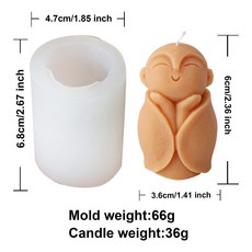 INS可愛小和尚香薰蠟燭矽膠模具，DIY石膏樹脂擺件模具，台灣發貨, 可愛小和尚蠟燭模-1